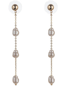 Chain Drop Earring in Pearl Gold