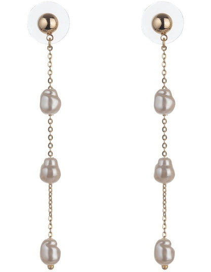 Chain Drop Earring in Pearl Gold