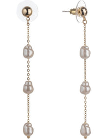 Chain Drop Earring in Pearl Gold