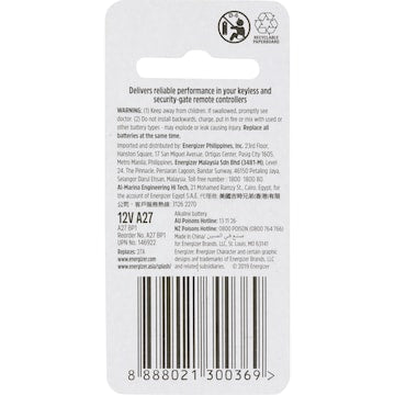 Energizer A27 Alkaline Specialty Battery each
