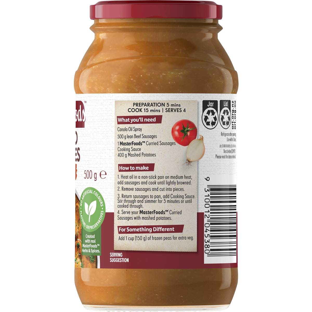 MasterFoods Curried Sausages Cooking Sauce 500g