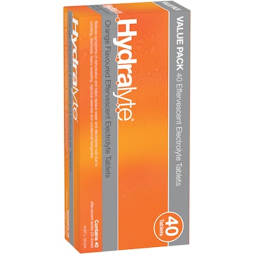 Hydralyte Orange Effervescent Tablets 40 pack