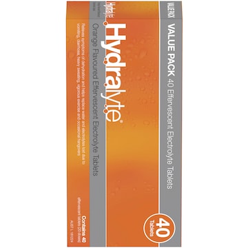Hydralyte Orange Effervescent Tablets 40 pack