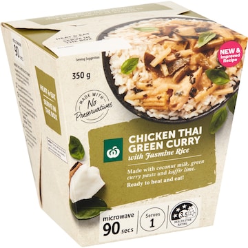 Woolworths Thai Green Chicken Curry With Jasmine Rice 350g