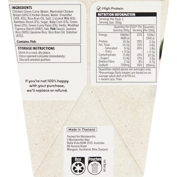 Woolworths Thai Green Chicken Curry With Jasmine Rice 350g