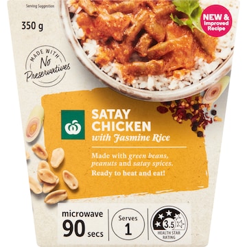 Woolworths Chicken Satay With Jasmine Rice 350g