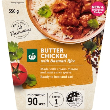 Woolworths Butter Chicken With Basmati Rice 350g
