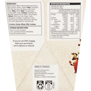 Woolworths Butter Chicken With Basmati Rice 350g