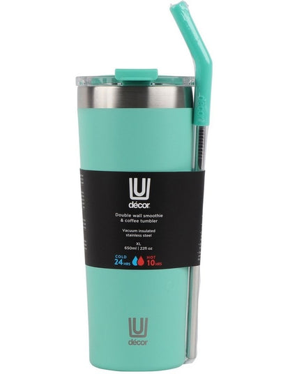 Extra Large Double Wall Smoothie and Coffee Tumbler 650ml in Assorted