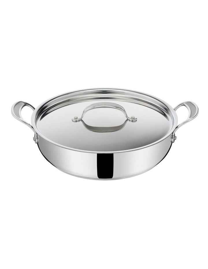 Cooks Classic Non-Stick Induction Stainless Steel Shallowpan + lid 30cm in Silver