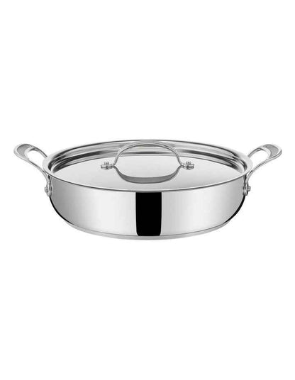 Cooks Classic Non-Stick Induction Stainless Steel Shallowpan + lid 30cm in Silver