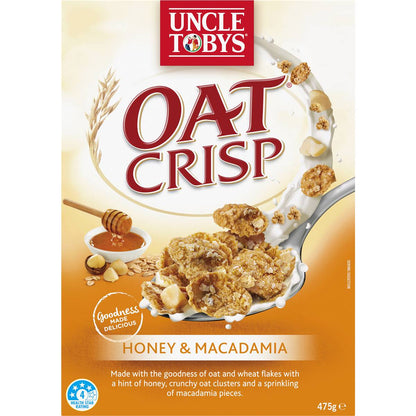 Uncle Tobys Oat Crisp Honey & Macadamia Breakfast Cereal 475g