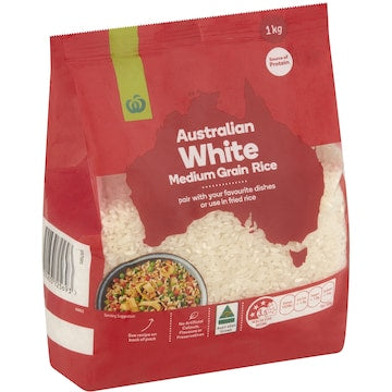 Woolworths Australian White Medium Grain Rice 1kg