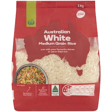 Woolworths Australian White Medium Grain Rice 1kg