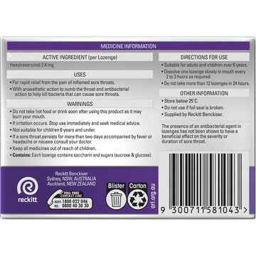 Strepsils Extra Blackcurrant Fast Numbing Pain Relief Lozenges 36 pack