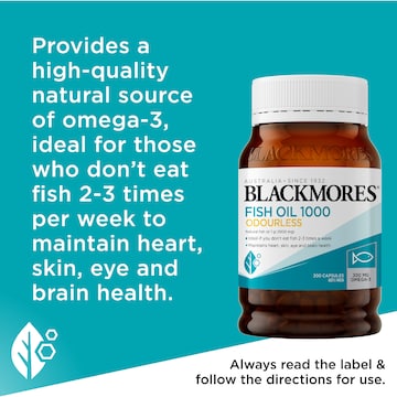 Blackmores Odourless Fish Oil 1000mg Omega-3 Capsules 200 pack