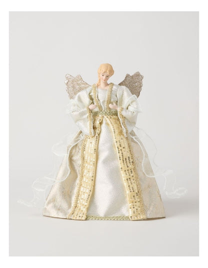 Luxe Christmas Evangeline Fabric Angel Tree TopperWhite/Gold: 32cm