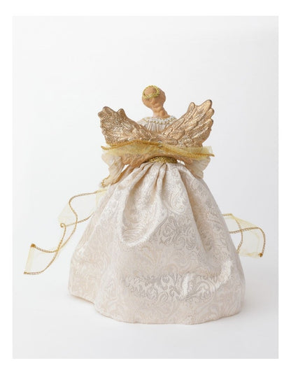 Luxe Christmas Evangeline Fabric Angel Tree TopperWhite/Gold: 32cm