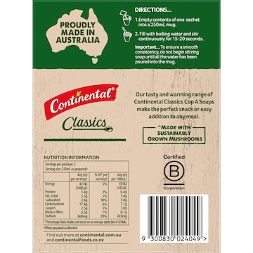 Continental Classics Cup A Soup Pepper Steak & Mushroom 52g
