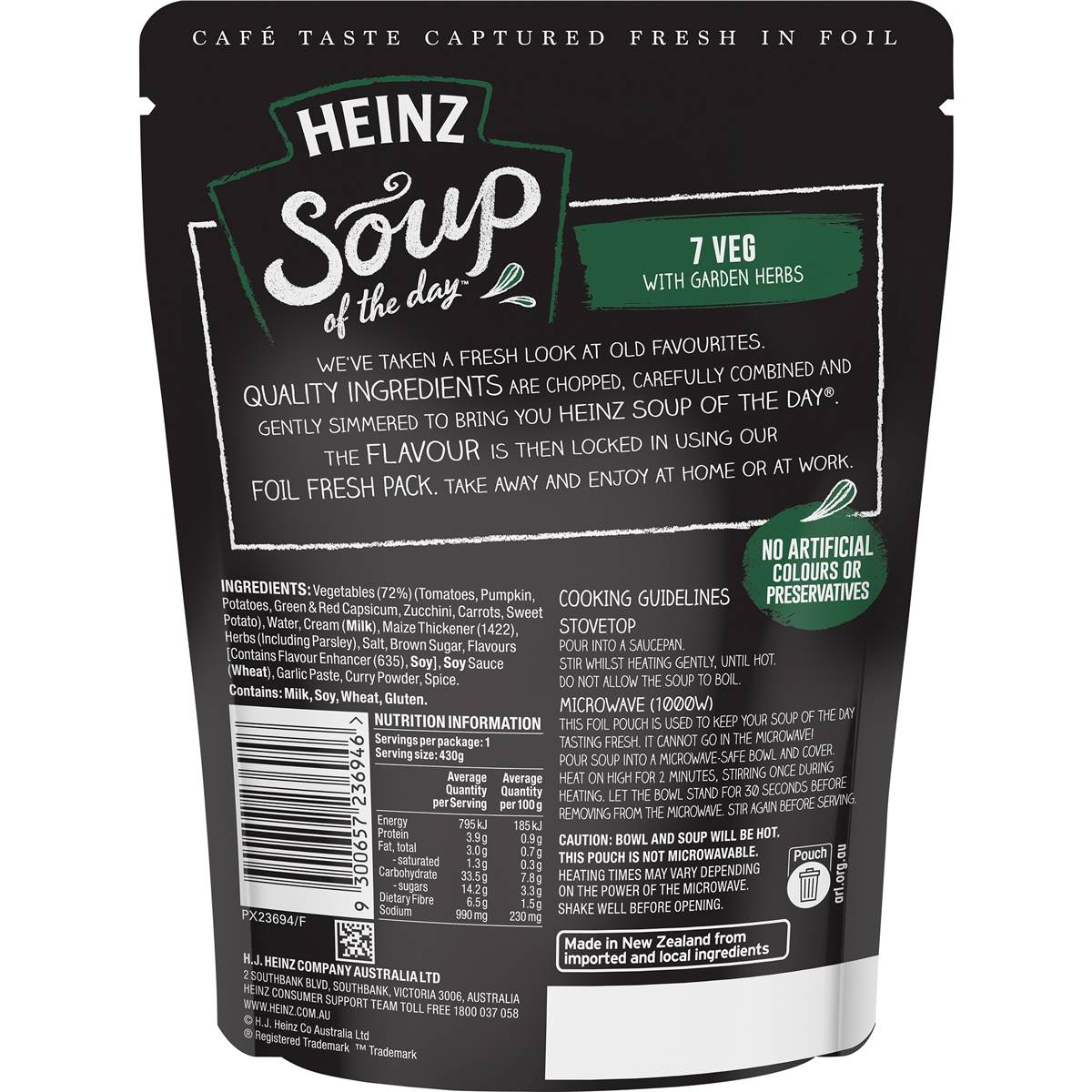 Heinz Soup Of The Day 7 Veg With Garden Herbs Soup Pouch 430g