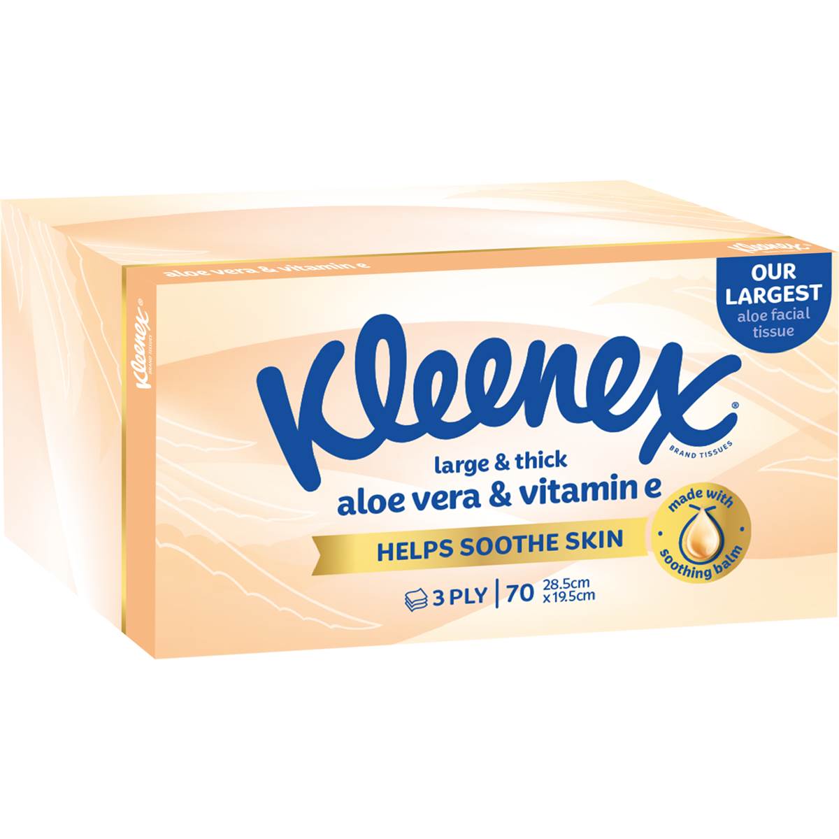 Kleenex Aloe Vera & Vitamin e 3 Ply Large & Thick Facial Tissues 70 Pack