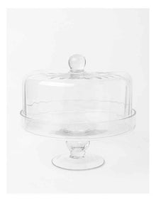 Ribbed Cake Dome And Stand 25.5x25cm