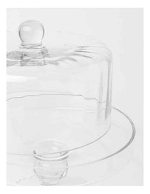 Ribbed Cake Dome And Stand 25.5x25cm