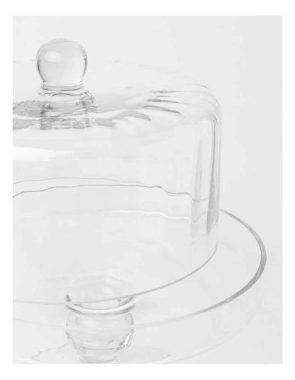 Ribbed Cake Dome And Stand 25.5x25cm