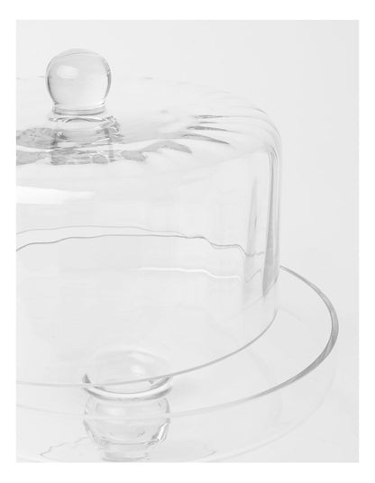 Ribbed Cake Dome And Stand 25.5x25cm