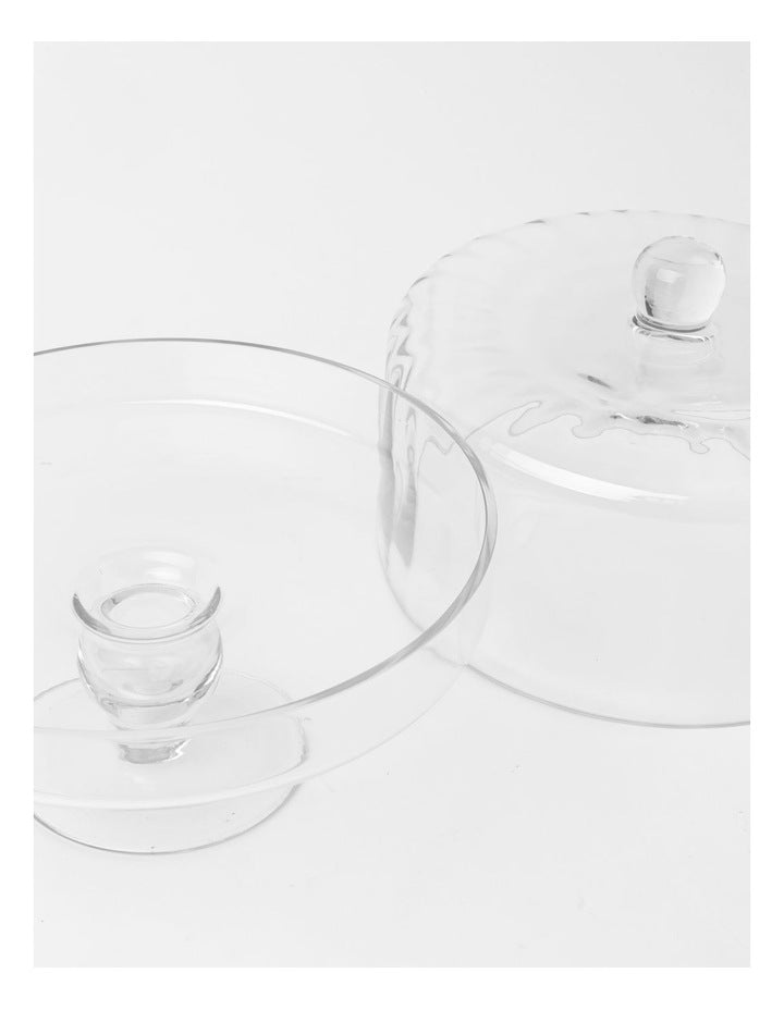 Ribbed Cake Dome And Stand 25.5x25cm