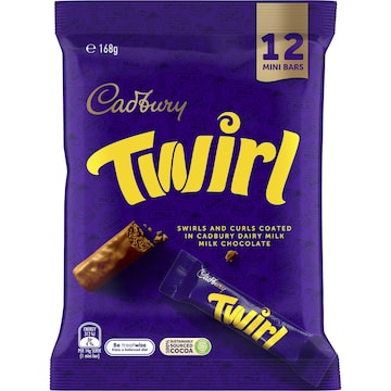Cadbury Twirl Milk Chocolate Mini Bars 12 pack