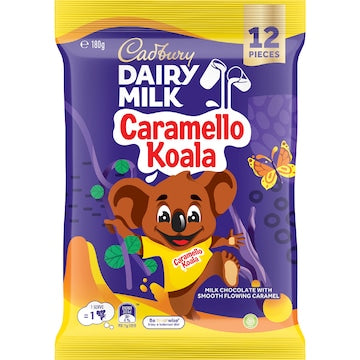 Cadbury Dairy Milk Chocolate Caramello Koala 180g 12 pack