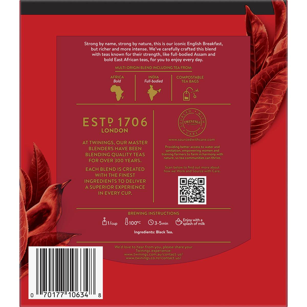 Twinings English Breakfast Extra Strong Tea Bags 80 Pack