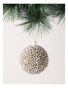 Luxe Christmas Plastic Glittered Bead Bauble OrnamentChampagne: 8cm