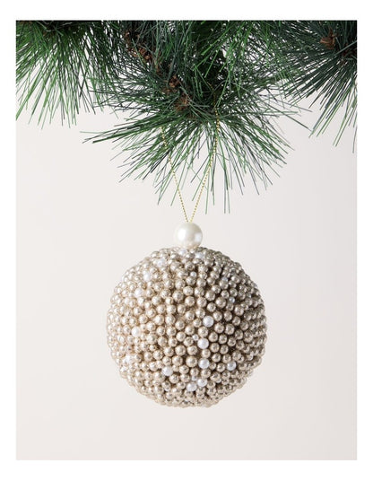 Luxe Christmas Plastic Glittered Bead Bauble OrnamentChampagne: 8cm