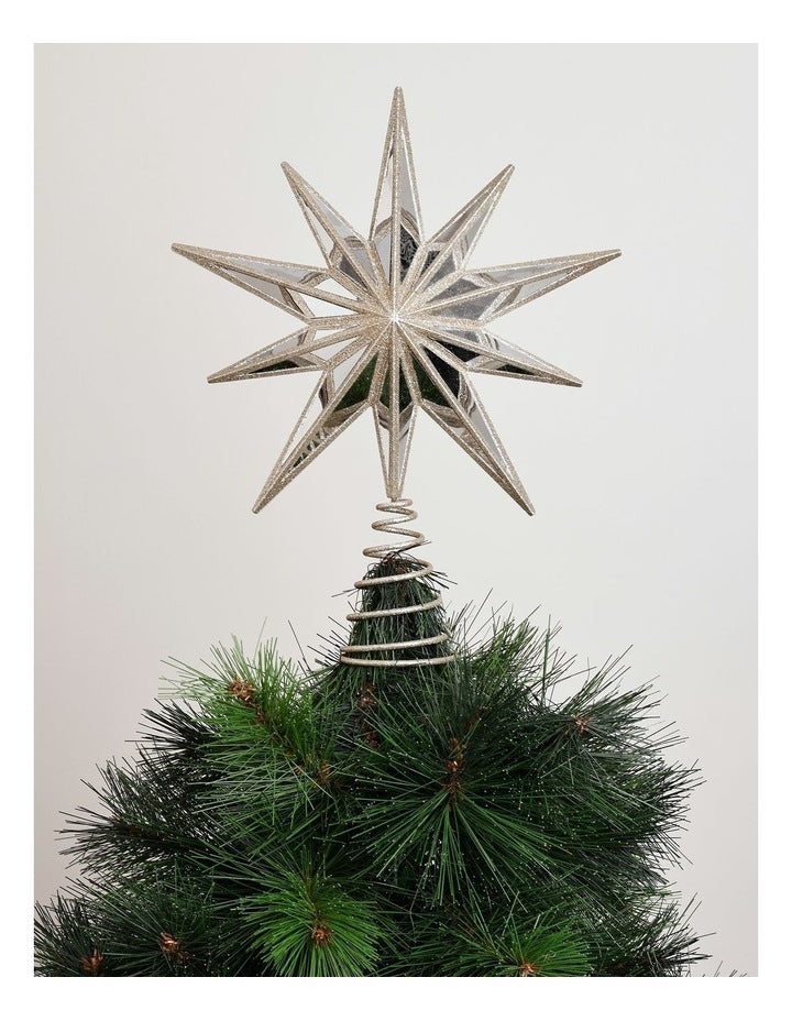 Luxe Christmas Plastic Mirrored Decagram Star Tree TopperChampage: 31cm