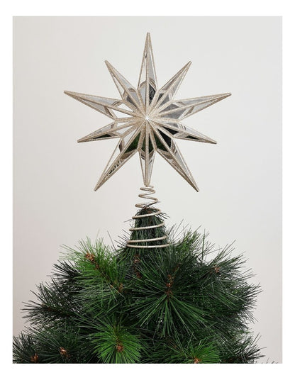 Luxe Christmas Plastic Mirrored Decagram Star Tree TopperChampage: 31cm