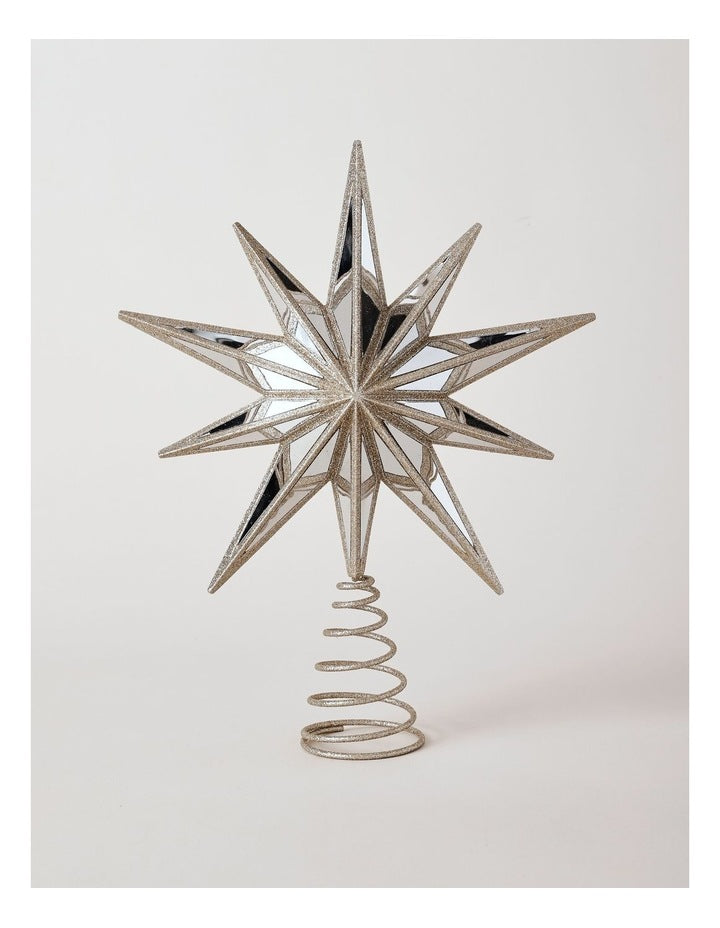 Luxe Christmas Plastic Mirrored Decagram Star Tree TopperChampage: 31cm