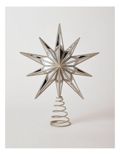 Luxe Christmas Plastic Mirrored Decagram Star Tree TopperChampage: 31cm