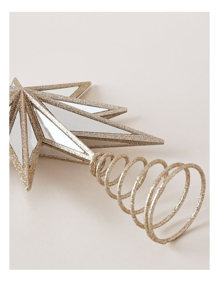 Luxe Christmas Plastic Mirrored Decagram Star Tree TopperChampage: 31cm