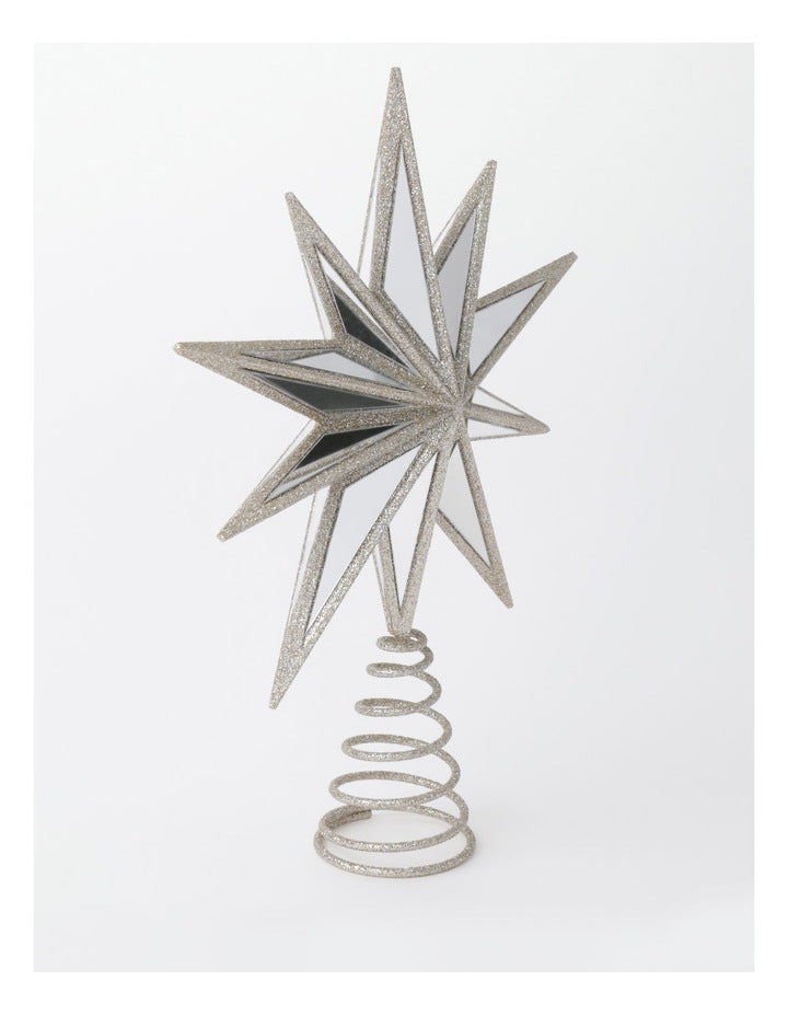 Luxe Christmas Plastic Mirrored Decagram Star Tree TopperChampage: 31cm