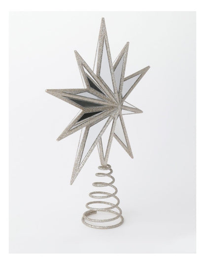 Luxe Christmas Plastic Mirrored Decagram Star Tree TopperChampage: 31cm