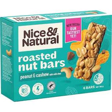 Nice & Natural Roasted Nut Bars Peanut & Cashew With Milk Choc 6 pack