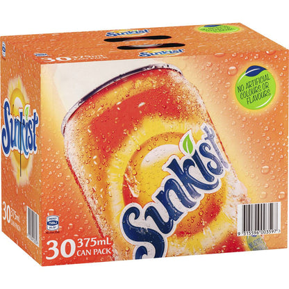 Sunkist Orange Soft Drink Cans Multipack 375ml x 30 Pack