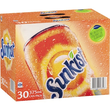 Sunkist Orange Soft Drink Cans 375mL x 30 pack
