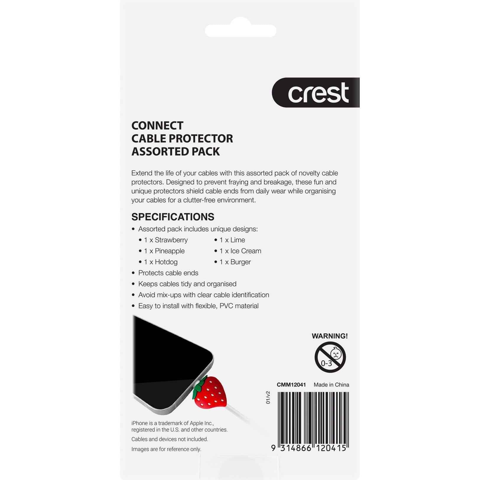 Crest Cable Protectors Novelty Food (Assorted 6pc)