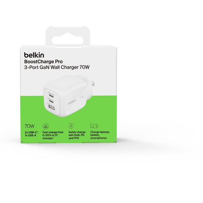 Belkin BoostCharge Pro 3-Port 70W GaN Wall Charger