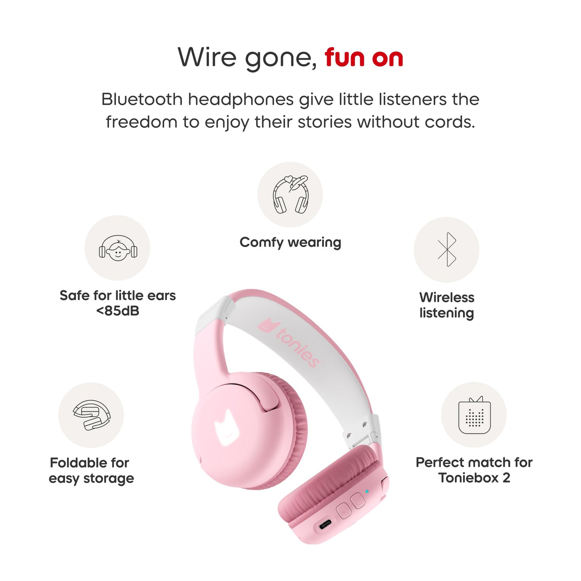 Tonies - Bluetooth Headphones - Cloud Pink