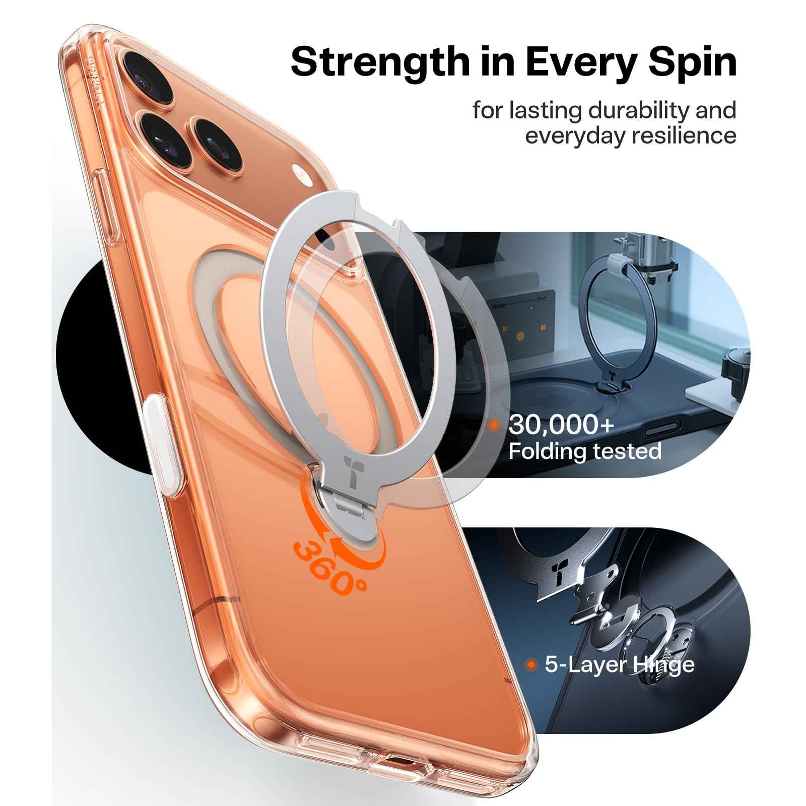 Torras Ostand Spin Case for iPhone 17 Pro Max (Clear)