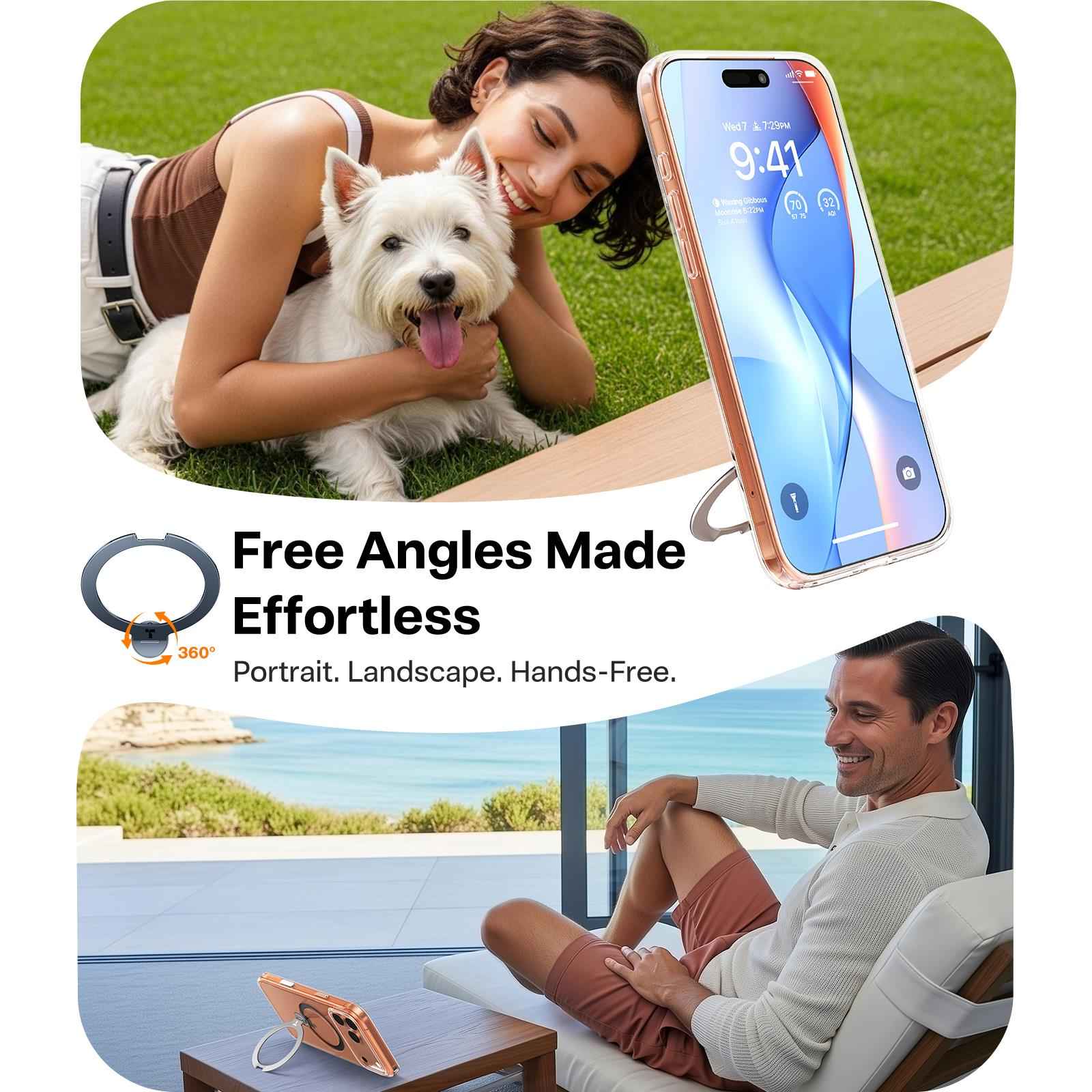 Torras Ostand Spin Case for iPhone 17 Pro Max (Clear)